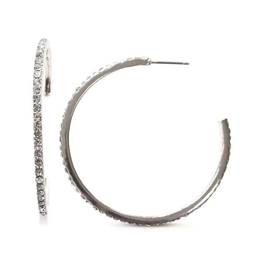 New INC Medium Pavé Open Hoop Earrings